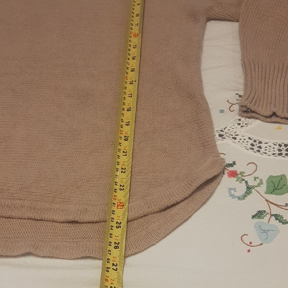 Philosophy Beige ๐ฏCOTTON Crew Neck Sweater High Low Hem/Dolman Sleeves Sz L - Picture 5 of 7